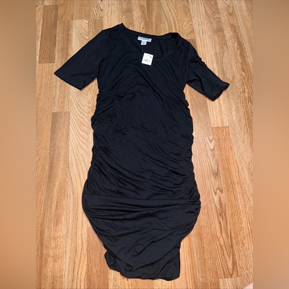 Motherhood Maternity Womens Maternity Elbow Sleeve Side Ruched Tee Shirt Dress M - Picture 6 of 7